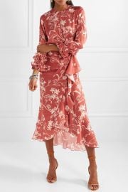 Botanical Gardens ruffled wrap-effect silk-satin twill midi dress at Net A Porter